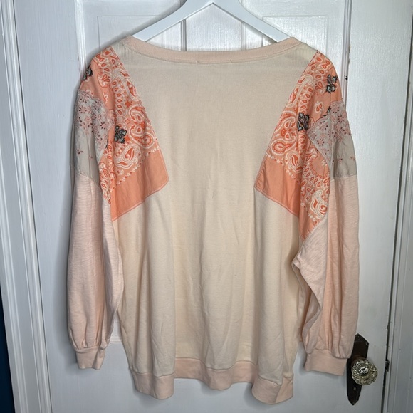 Free People Camiseta Feelin It Boho Patchwork Top in Alabaster Combo W1096 Sz S - Picture 11 of 13